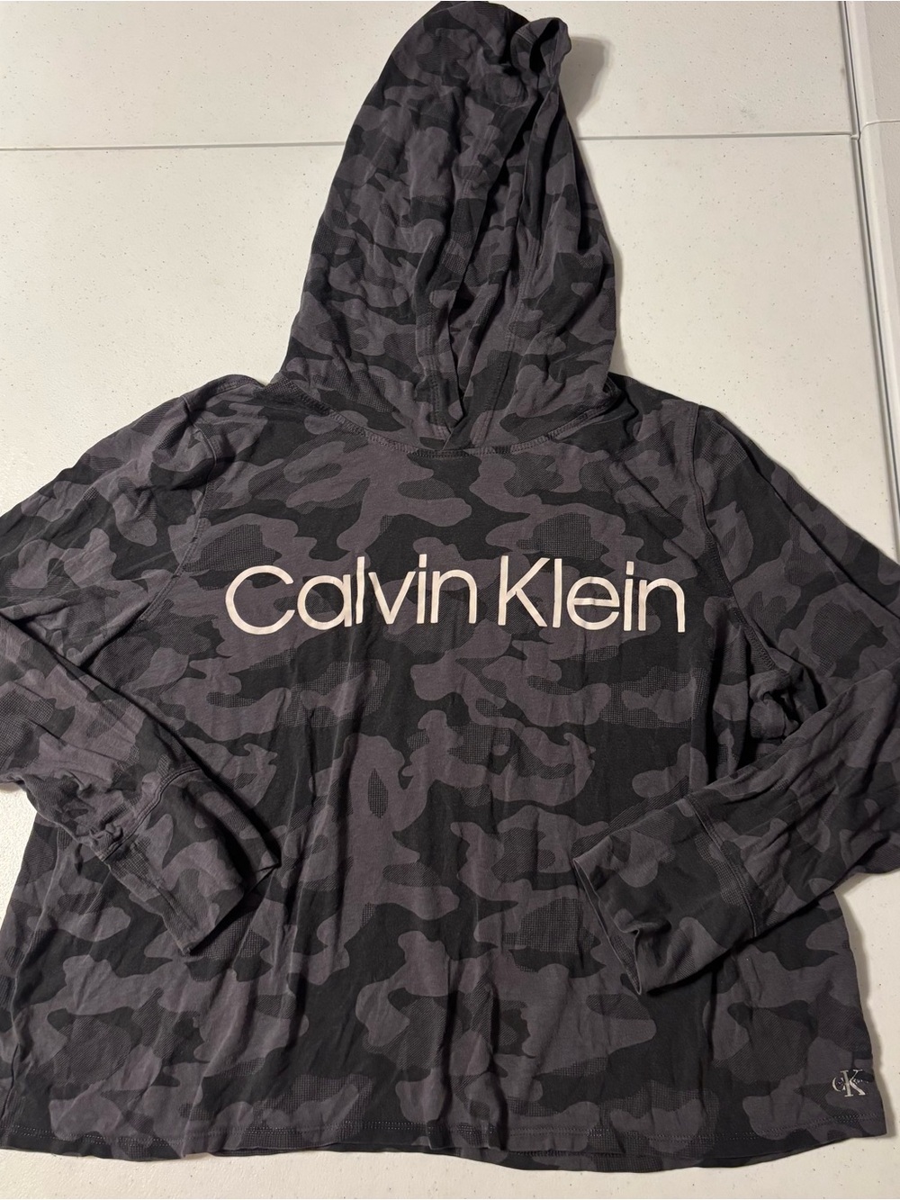 Calvin Klein Charcoal & Black Camo Hooded Pullover